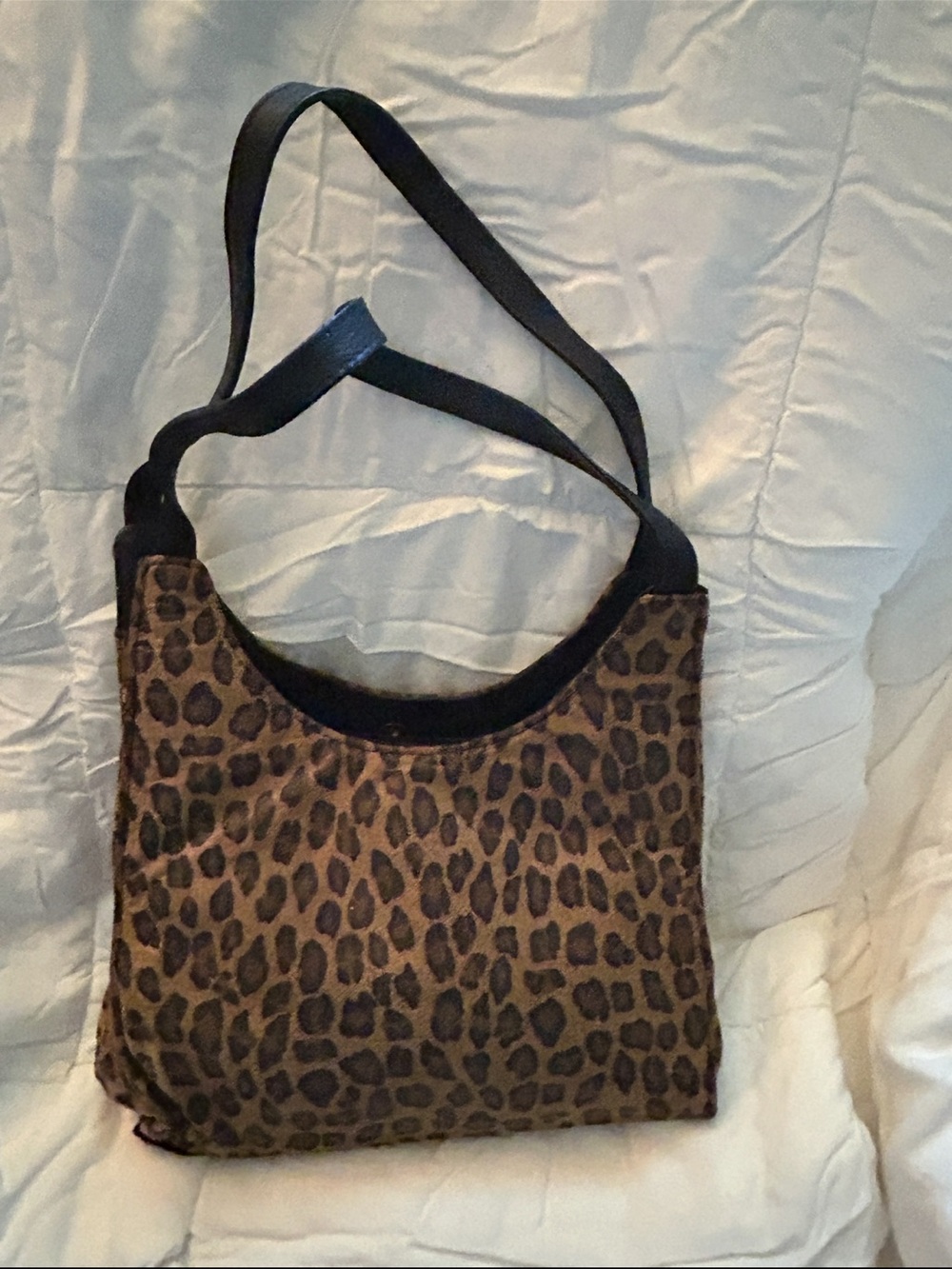 Leopard Print Shoulder Bag - Black & Brown